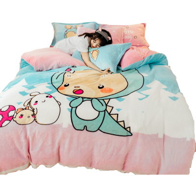 美帮汇法拉绒四件套冬天被套双面绒毛绒珊瑚绒加绒床单 1.8床笠绒面