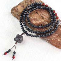 新中式黑檀木手串黑檀醒狮108颗佛珠手链国潮文玩古风男女手饰品送女朋友老婆情人节七夕生日礼物
