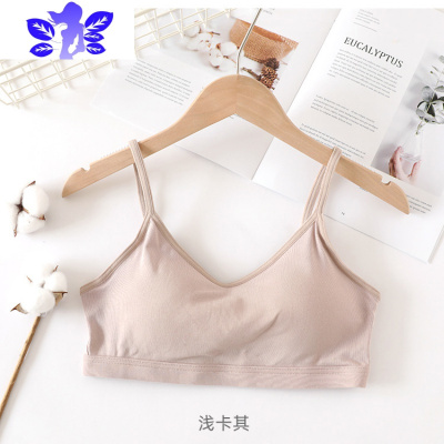 Ideamini2件内衣女无钢圈聚拢棉背心一体式带胸垫抹胸裹胸美背吊带文胸