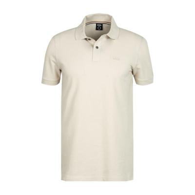 HUGO BOSS徽标短袖Polo衫男款纽扣设计罗纹袖口侧开衩休闲舒适