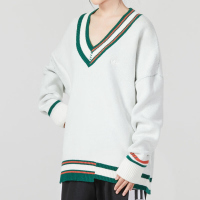 adidas/阿迪达斯三叶草女子运动V领针织毛线套头衫卫衣 HS9521 C