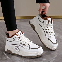 高帮鞋女冬季新款加绒百搭学生棉鞋增高松糕休闲小白鞋