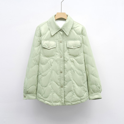 羽绒服新国标90绒衬衫式羽绒服女士秋冬时尚新款外套显瘦