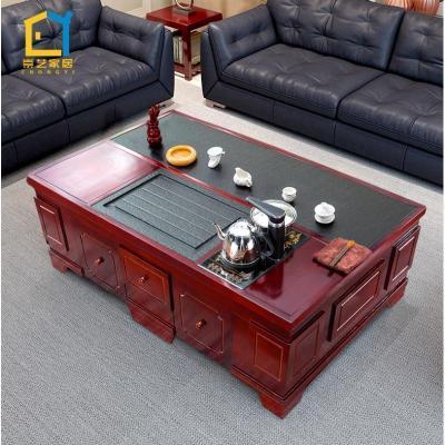 森美人火烧石功夫茶几多功能实木简约现代客厅办公室泡茶桌茶台大理石