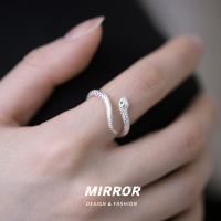 999纯银精致小灵蛇戒指女指环个性指尖配饰尾戒小众设计夏送女朋友老婆情人节七夕生日礼物