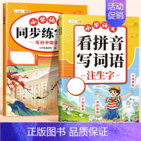 [2本]同步字帖+看拼音写词语 三年级下 [正版]2024新版一年级二年级上册语文同步练字帖三四五六年级二类字帖练字人教