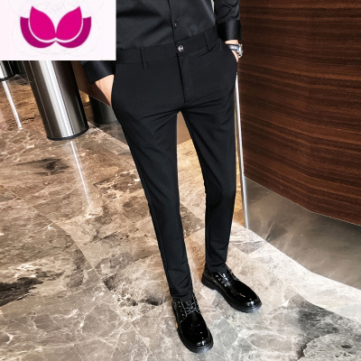 七斓春季潮流小脚西装裤子男坠垂感九分休闲长裤英伦商务韩版修身西裤