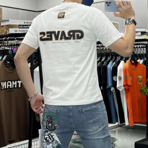 欧洲站夏季新款短袖刺绣T恤圆领半袖打底衫上衣修身字母潮ins印花