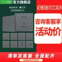 [新品]施耐德电气 高端开关插座 珍铂质感系列曜石灰色 USB一开家用86型面板 五孔电源插座 电脑16A空调多孔开关