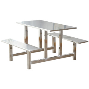 利特莱依学校食堂不锈钢餐桌椅4人6人8人位工厂员工饭堂连体快餐桌椅组合4人位不锈钢(加固)