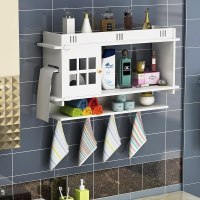 美帮汇免打孔卫生间置物架浴室大号化妆品收纳盒厕所墙上墙壁挂洗漱用品