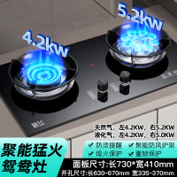 新飞(FRESTEC)燃气灶双灶双眼灶家用天然气灶5.2kW猛火灶具台式嵌入式钢化玻璃大火力灶台煤气灶