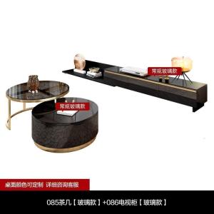 森美人北欧轻奢圆形茶几小户型客厅家具钢化创意现代简约茶几电视柜组合