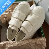 SUNTEK甜桃泡泡魔术贴小白鞋女夏季新款帆布鞋透气薄款休闲增高厚底鞋子