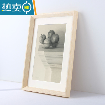 敬平实木相框挂墙24 30寸36 4K 16 20寸外框装裱画框定制A4A3简约装饰 斜边原木 8K(26.5*38cm