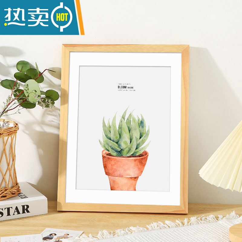 敬平原木色相框挂墙画框装裱8k4k实木质儿童美术作品展示架20寸12批发 原木色 4开[可放38*53厘米]