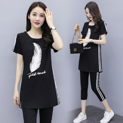 再说大码运动休闲套装女2021年女夏装胖妹妹女装胖mm时尚两件套