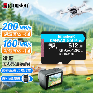 金士顿(Kingston)512GB TF(MicroSD)存储卡 内存卡U3 V30 A2 4K适配大疆Pocket