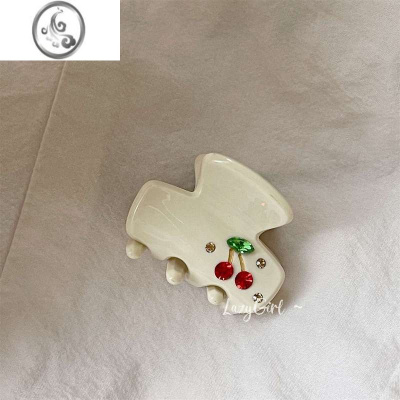 JiMi法式樱桃醋酸小抓夹女 ins迷你甜美少女发饰气质后脑勺半扎发夹子