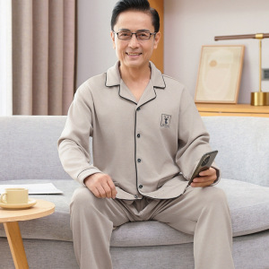 德绒羊毛睡衣男士秋冬季新款长袖开衫保暖秋冬款套装家居服