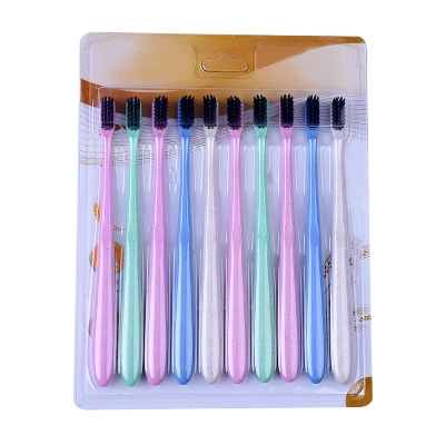 10支装-小麦秸秆炭成人软毛牙刷家庭实惠套装10支装810款