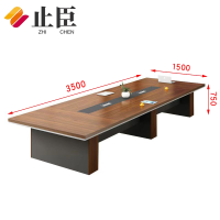 止臣 会议桌 现代简约会议桌接待洽谈桌培训桌贴木皮会议桌长条桌 3.5*1.5 米