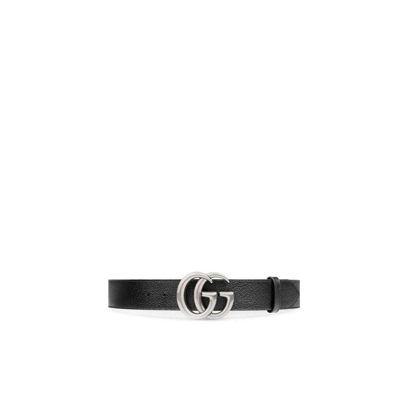 古驰(GUCCI)真皮双G带扣钯金五金做旧设计男款休闲商务皮质腰带送男朋友礼物