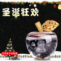 林檎平安夜水晶苹果七夕情人节圣诞节送女友老婆男友生日女生送儿童孩子 无色透明发光苹果(雪人) 苹果送女朋友老婆生日礼物送