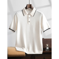 山羊绒短袖25春秋新款男装翻领T恤针织衫毛衣商务休闲半袖POLO衫