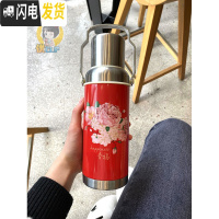 三维工匠创意复古国民幸福保温杯怀旧文艺大容量便携手提真空不锈钢保温壶 复古提手幸福杯大红内外304送杯刷到货