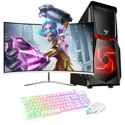 牛头(NIUTOU)酷睿i5处理器/游戏独显/4GB运行内存/128GB固态硬盘家用办公商用学生上网课游戏电脑台式机DIY组装机组装电脑电脑主机+24英寸电竞显示器