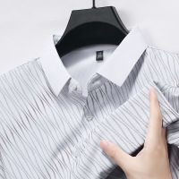 年新款秋款无痕开衫男商务休闲百搭单面男士T恤衬衫
