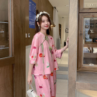 Ceba新中式睡衣女缎面提花春夏薄1PEOMU