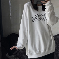 秋季新款宽松字母印花圆领长袖卫衣女学生薄款外套衣服女