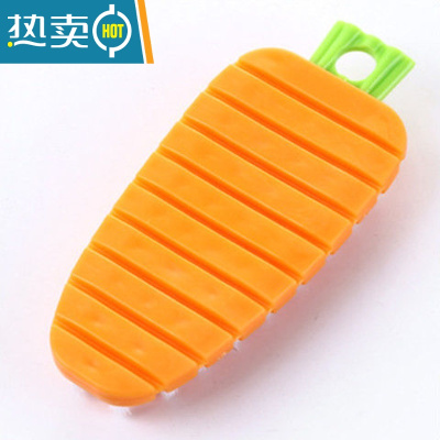 敬平[可弯曲]果蔬刷 清洗刷子硬毛厨房用品家用 蔬菜水果清洁刷 [胡萝卜色]果蔬刷-2套装