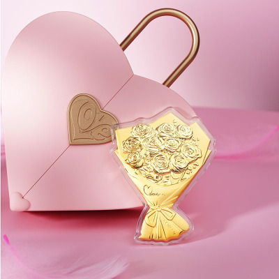 中国工艺黄金足金玫瑰花0.3g永生花送长辈送爱人 0.3克