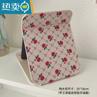 敬平大号复古化妆台式梳妆镜子公主镜折叠便携网红简约随身宿舍桌面女 米色特大号便携式用镜