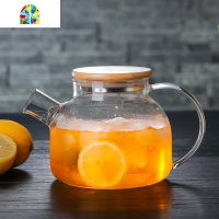 家用水具大容量冷水壶耐热玻璃加厚凉水壶套装果汁杯可直火煮茶壶 FENGHOU 1000毫升不锈钢盖