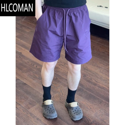HLCOMAN夏日速干纯色五分裤男休闲宽松轻便简约透气运动沙滩短裤