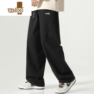 YANXU军绿色工装裤男日系潮牌阔腿宽松直筒盐系男友风垂感休闲长裤