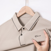 秋季新款长袖polo衫男纯色中年弹力透气翻领男士T恤