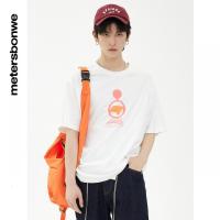 [1件5折价:55]美特斯邦威圆领新款撞色卡通印花夏季街头百搭男士短袖T恤
