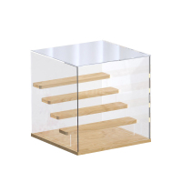 翌嘉YJ4122637 透明收纳防尘罩盲盒乐高积木手办亚克力展示盒 木底五层 320*305*320