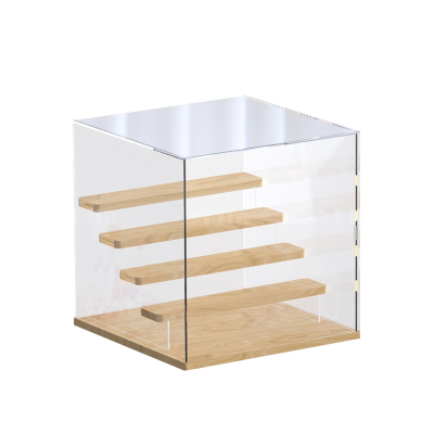 翌嘉YJ4122637 透明收纳防尘罩盲盒乐高积木手办亚克力展示盒 木底五层 320*305*320