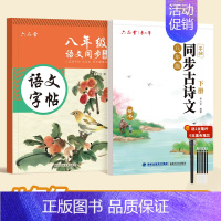 [八年级下册2本]语文字帖+古诗文字帖 [正版]七八九年级上下册同步古诗文字帖人教版语文古诗词练字本文言文背诵学练结合巩