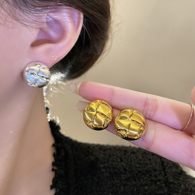 金属风立体菱形耳扣2024新款不规则耳环轻奢高级感耳钉耳饰女送女朋友老婆情人节七夕生日礼物