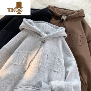 YANXU美式卫衣男2023新款潮牌青少年情侣oversize宽松慵懒套头上衣