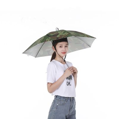 伞帽头戴雨伞帽子钓鱼伞头戴太阳伞户外采茶斗笠伞头顶伞折叠