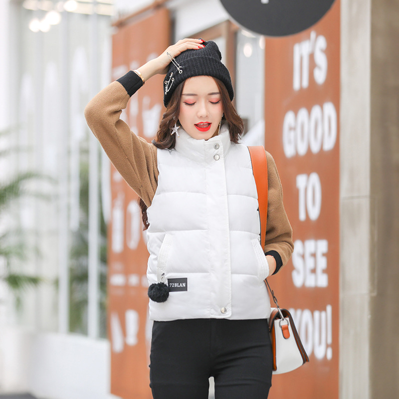 棉马甲女毛球短款韩版秋冬羽绒棉服坎肩背心面包服外套女马甲