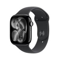 Apple Watch S11 GPS 46毫米亮黑色铝金属表壳 黑色运动型表带-S/M